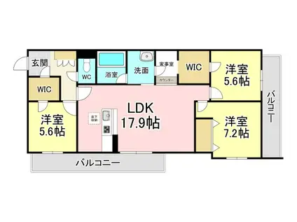 シャーメゾンステージ本城(3LDK/3階)の間取り写真