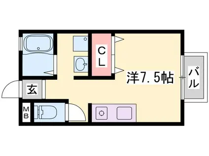 メゾンドール(ワンルーム/2階)の間取り写真