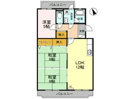 中百舌鳥グリーンハイツ(3LDK/2階)の間取り写真