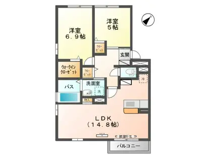 Yラルーチェ(2LDK/1階)の間取り写真