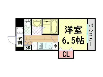 アパルト谷町(1K/4階)の間取り写真