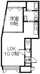 GAIA A棟(1LDK/2階)の間取り写真