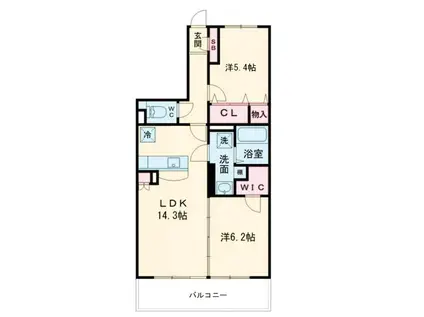 レーヴ永犬丸(2LDK/4階)の間取り写真