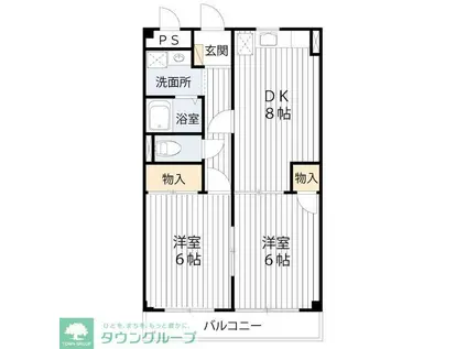 パインズプラーザ(2DK/1階)の間取り写真