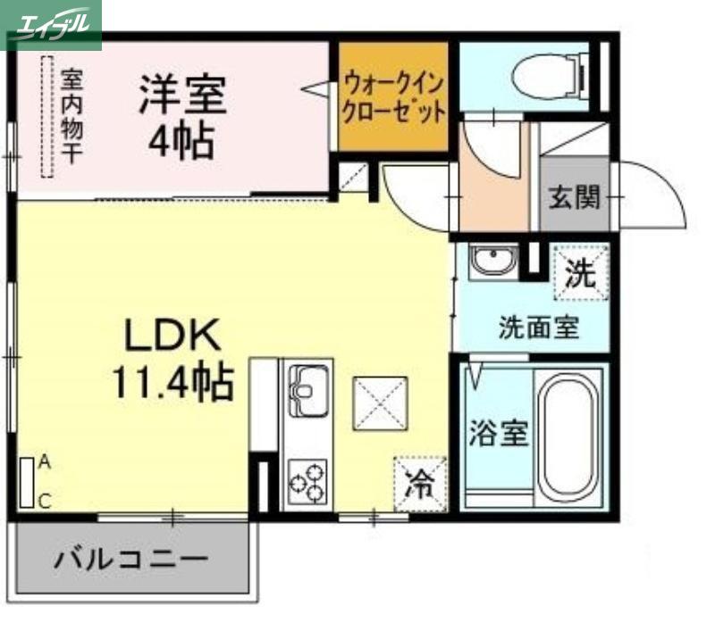 リヴェール(1LDK/1階)の間取り写真