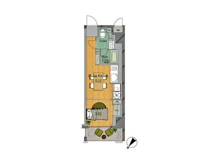 JP NOIE 横浜平沼(1DK/8階)の間取り写真