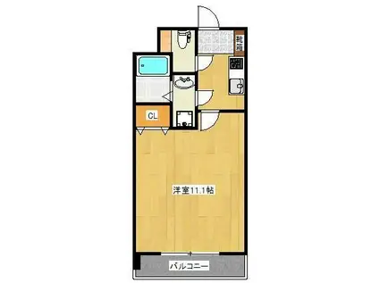 クロノス22上熊本(1K/10階)の間取り写真