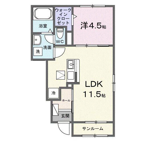 ルミナス(1LDK/1階)の間取り写真