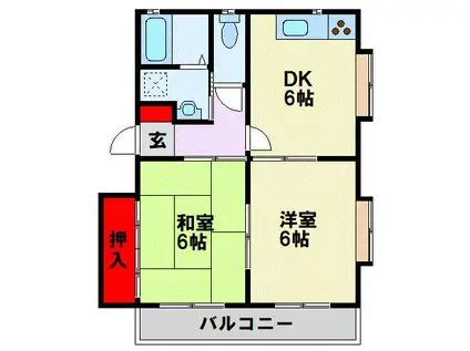 サニーハイツ幸神(2DK/3階)の間取り写真