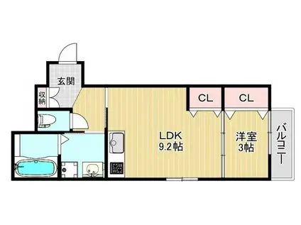QHOUSE桑原(1LDK/1階)の間取り写真