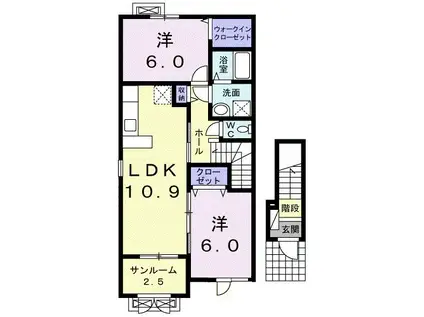ボーソレイユB(2LDK/2階)の間取り写真