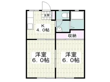 サカエハイツ(2K/1階)の間取り写真