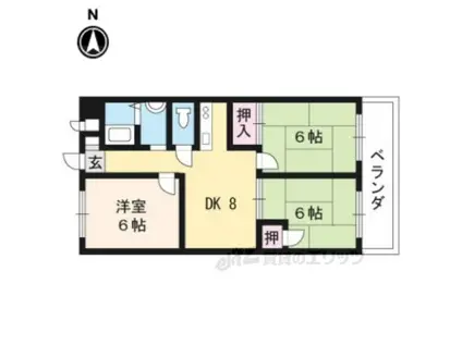 シャトー深草セカンド(3LDK/1階)の間取り写真