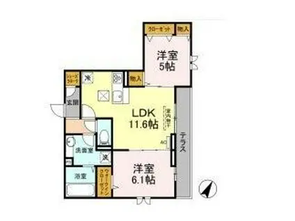 TSUBAKI HOUSE(2LDK/1階)の間取り写真