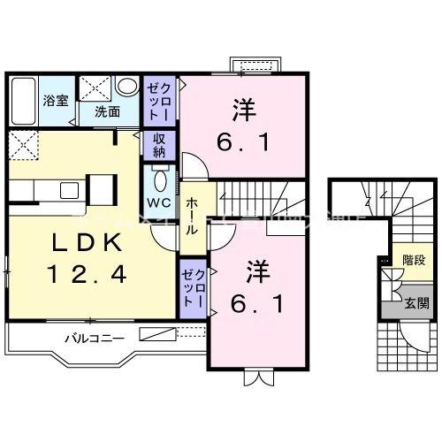 プリマヴェーラ B(2LDK/2階)の間取り写真