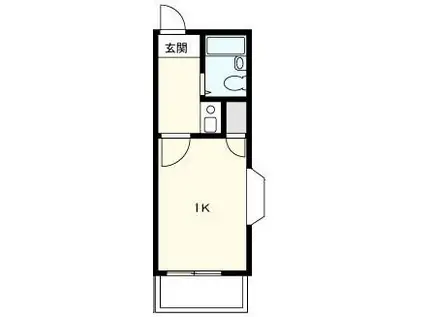 ラセーヌ川越(1K/2階)の間取り写真