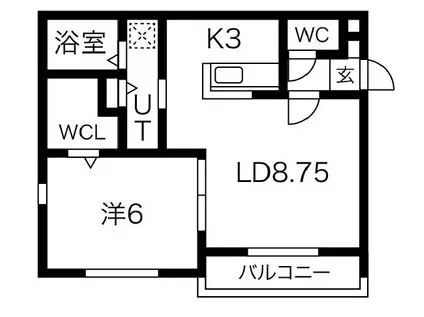 エクセルパーク(1LDK/2階)の間取り写真