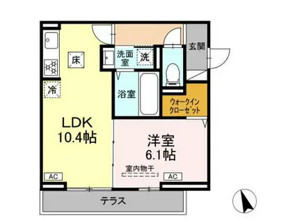 D PAINA 溝口(1LDK/1階)の間取り写真