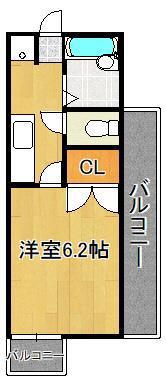 リファレンス北九大前(1K/3階)の間取り写真