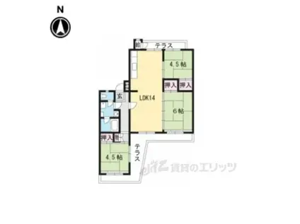びわ湖美空第二団地12号棟(3LDK/3階)の間取り写真