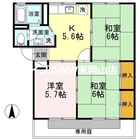 ノーブル清水B(3DK/1階)の間取り写真