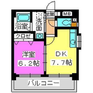 ジュネス小笹(1DK/4階)の間取り写真
