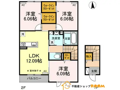 サンブライト(3LDK/2階)の間取り写真