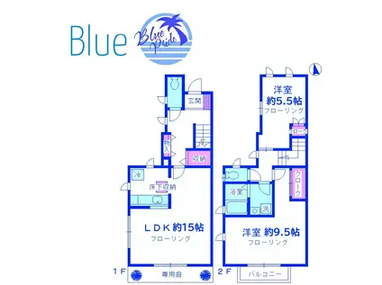 富士見町メゾネット(2LDK/1階)の間取り写真