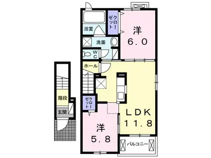 アルクバレーノ(2LDK/2階)の間取り写真