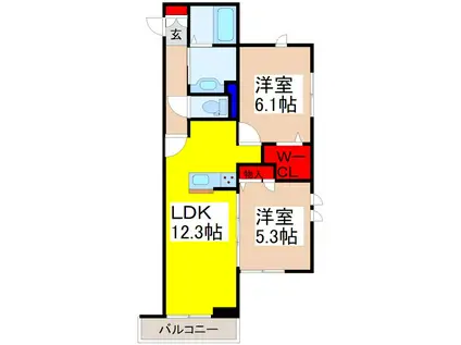 LIEN KAISEI(2LDK/3階)の間取り写真