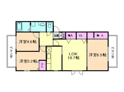 すまいる荘園(3LDK/2階)の間取り写真