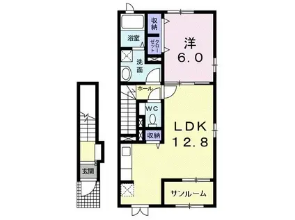 グラース(1LDK/2階)の間取り写真