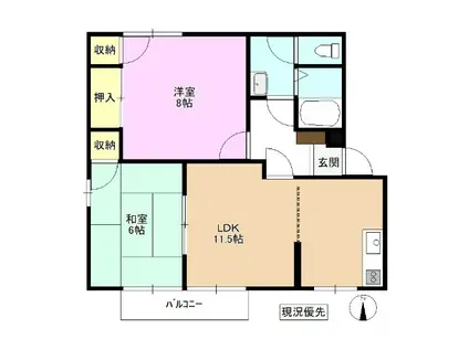 ラ・フォーレ長野(2LDK/1階)の間取り写真