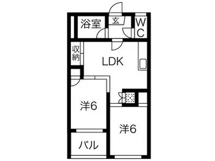 新宿ビル(2LDK/1階)の間取り写真