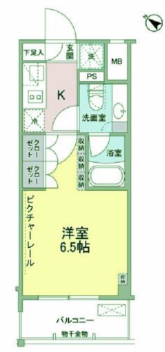 SIL西五反田(1K/3階)の間取り写真
