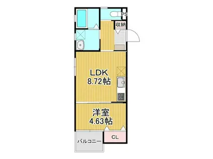 T-REGNO野伏間 B棟(1LDK/2階)の間取り写真