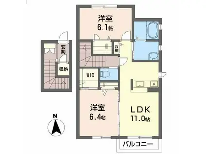 グレースコートB(2LDK/2階)の間取り写真