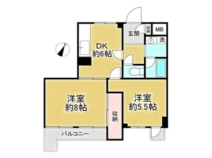 芳友ビル(2DK/6階)の間取り写真