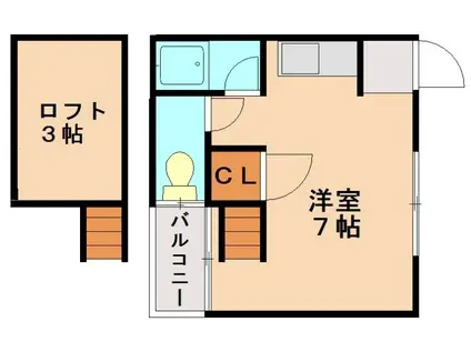ラフォーレ春日(ワンルーム/2階)の間取り写真