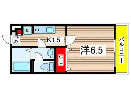 リブリクリスタ中野島(1K/3階)の間取り写真