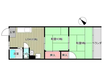 スペース八尾(2DK/3階)の間取り写真