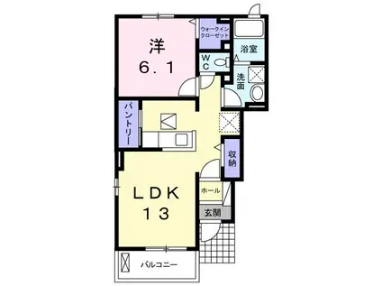 アルトゥーラI(1LDK/1階)の間取り写真