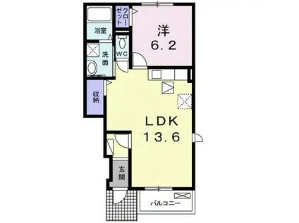 エルカーサ III(1LDK/1階)の間取り写真