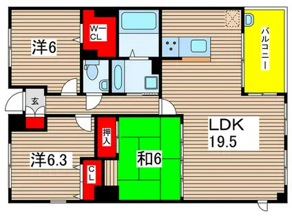 ヴィラウノカ(3LDK/4階)の間取り写真