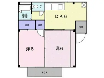 シティハイツ神和A(2DK/1階)の間取り写真
