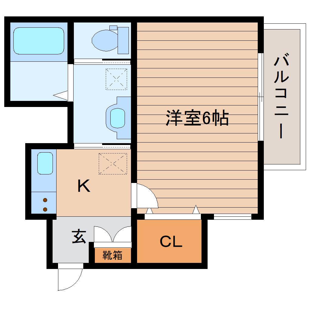 グランドール荒巻(1K/1階)の間取り写真