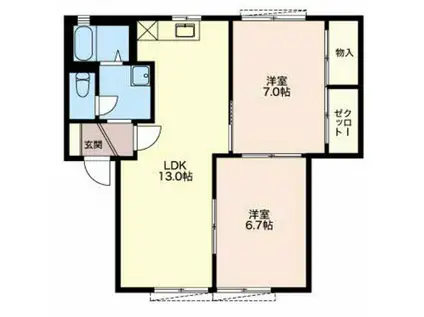 クレスト(2LDK/2階)の間取り写真