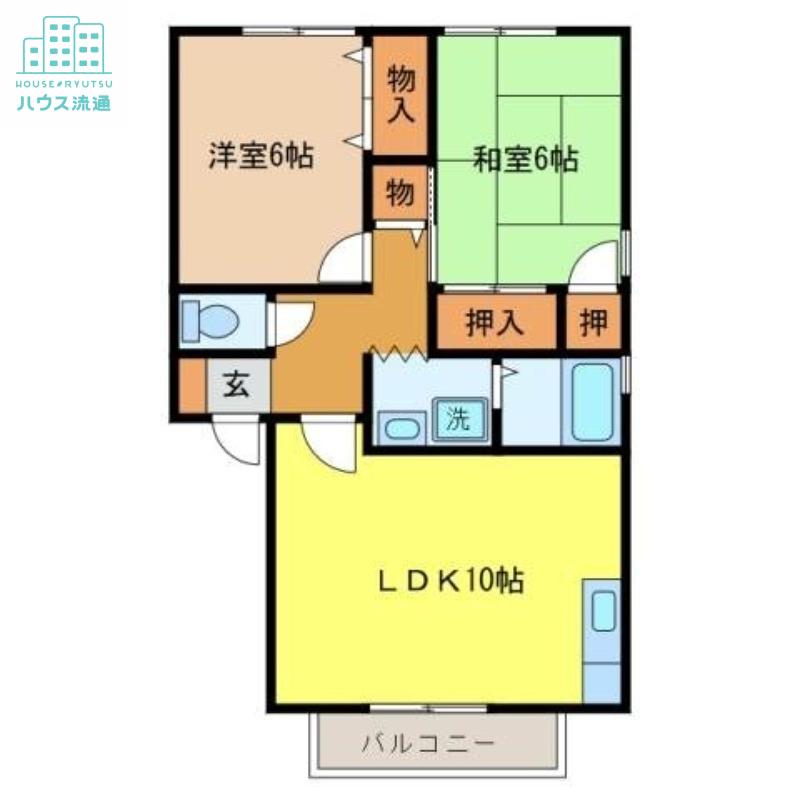 ロイヤルガーデン仲沖D(2LDK/2階)の間取り写真