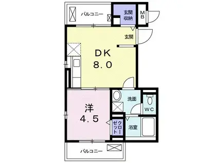 ルミエール(1LDK/2階)の間取り写真