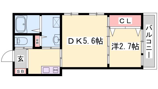 コティ網干(1DK/1階)の間取り写真